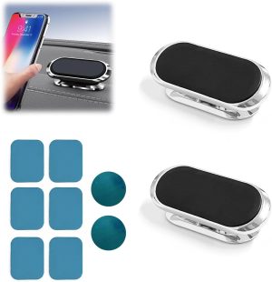 CQQNIU 2 Pieces Bar Magnetic Phone Holder, High Intensity Magnetic Car Phone Holder Not Blocking Vents Universal All Phones (Silver)