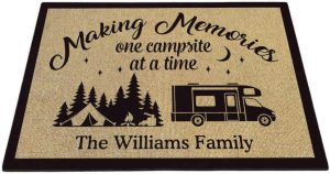 BAGEYOU Personalized Camping Doormat Making Memories One Campsite at a Time Campers Trailer Confire Tent Decor Floor Mat, 27.5″ X 17.7″, Style 1