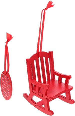 TOYANDONA 1pc Small Rocking Chair Ornaments Decor Mini Chair Furniture Mini Furniture Dollhouse Furniture Christmas Dollhouse Miniatures Tiny Furniture Model House Chair Retro Wooden Red